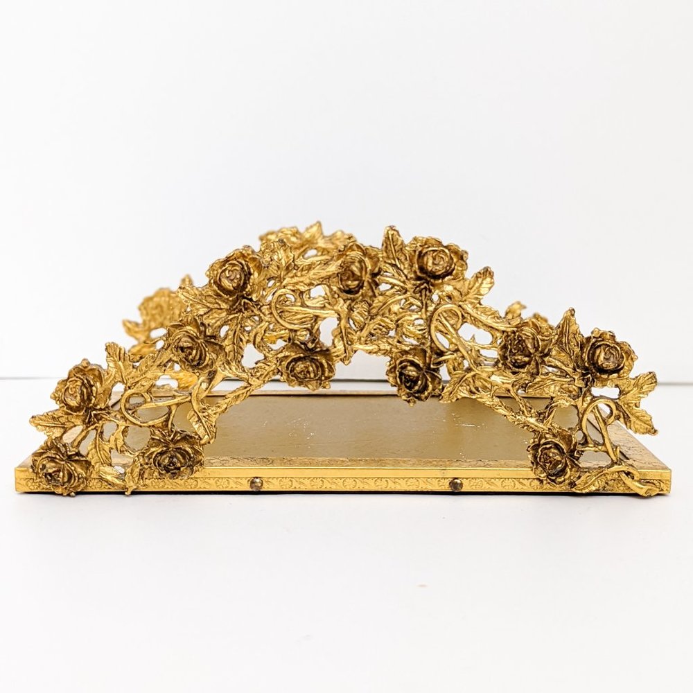 Towel Tray Holder by Globe 24 kt Gold Plated Mid Century Hollywood Regency Decor